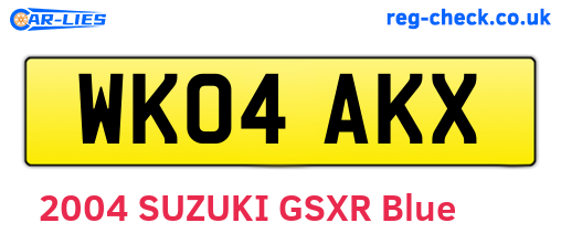 WK04AKX are the vehicle registration plates.