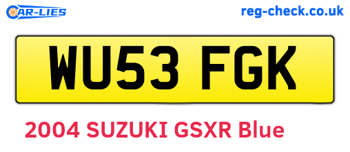 WU53FGK are the vehicle registration plates.