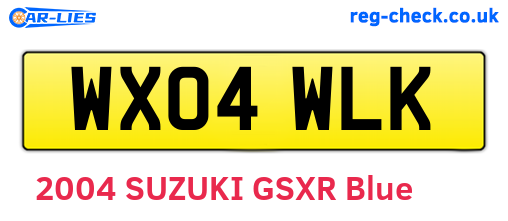 WX04WLK are the vehicle registration plates.