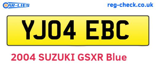 YJ04EBC are the vehicle registration plates.