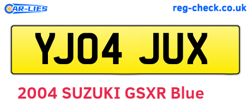 YJ04JUX are the vehicle registration plates.