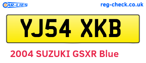 YJ54XKB are the vehicle registration plates.