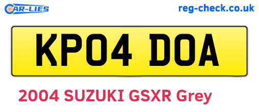 KP04DOA are the vehicle registration plates.
