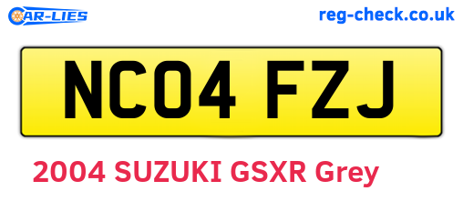 NC04FZJ are the vehicle registration plates.