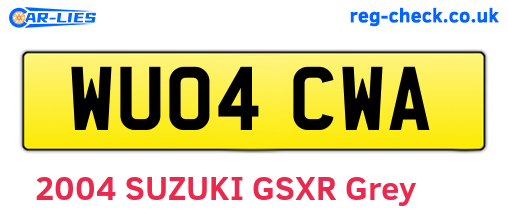 WU04CWA are the vehicle registration plates.