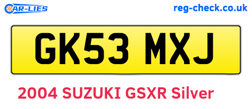 GK53MXJ are the vehicle registration plates.