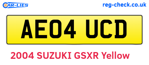AE04UCD are the vehicle registration plates.