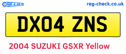 DX04ZNS are the vehicle registration plates.