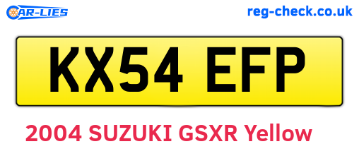 KX54EFP are the vehicle registration plates.