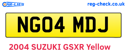 NG04MDJ are the vehicle registration plates.