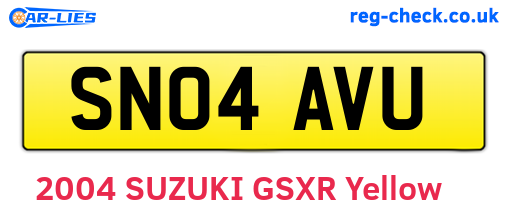 SN04AVU are the vehicle registration plates.