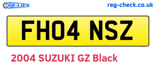 FH04NSZ are the vehicle registration plates.
