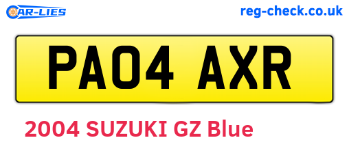 PA04AXR are the vehicle registration plates.