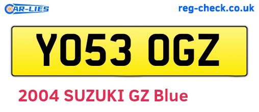 YO53OGZ are the vehicle registration plates.