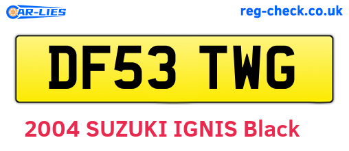 DF53TWG are the vehicle registration plates.
