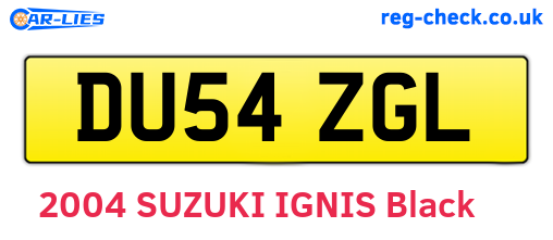 DU54ZGL are the vehicle registration plates.