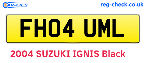 FH04UML are the vehicle registration plates.