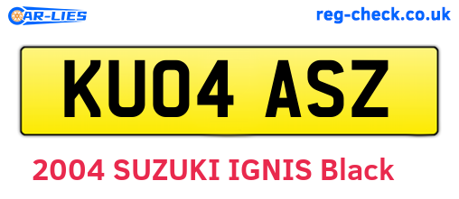 KU04ASZ are the vehicle registration plates.