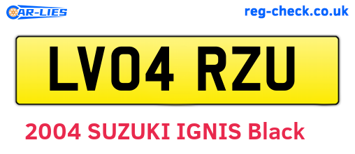 LV04RZU are the vehicle registration plates.