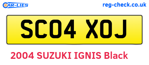 SC04XOJ are the vehicle registration plates.