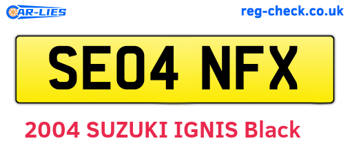 SE04NFX are the vehicle registration plates.