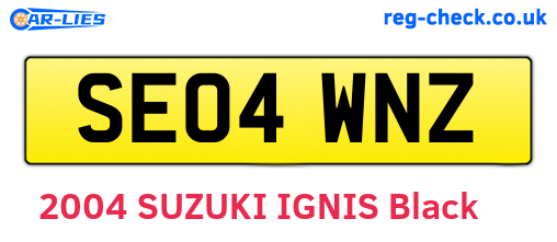SE04WNZ are the vehicle registration plates.