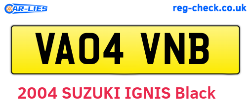 VA04VNB are the vehicle registration plates.
