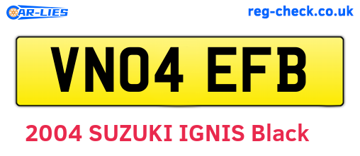 VN04EFB are the vehicle registration plates.