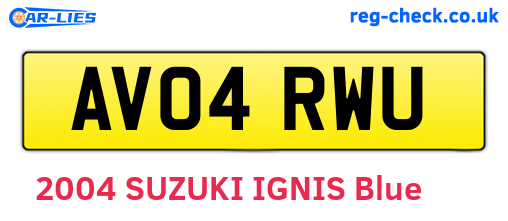 AV04RWU are the vehicle registration plates.