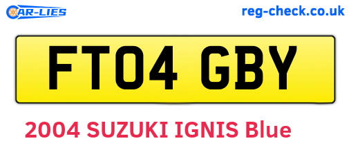 FT04GBY are the vehicle registration plates.