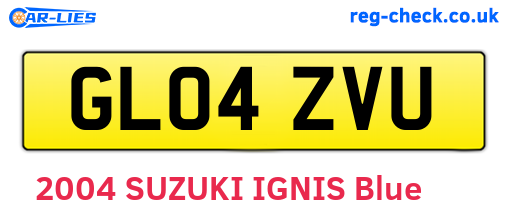 GL04ZVU are the vehicle registration plates.