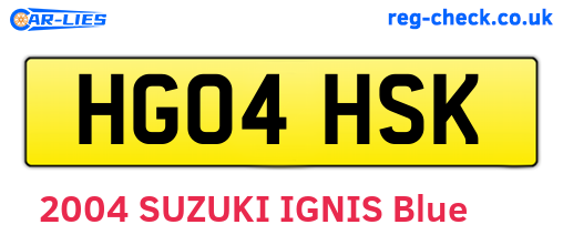 HG04HSK are the vehicle registration plates.