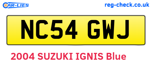 NC54GWJ are the vehicle registration plates.