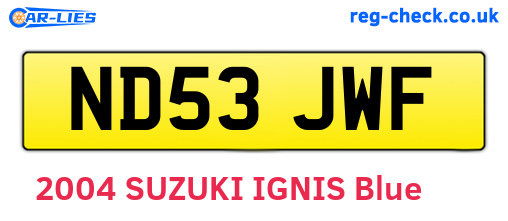 ND53JWF are the vehicle registration plates.
