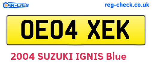 OE04XEK are the vehicle registration plates.