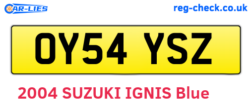 OY54YSZ are the vehicle registration plates.