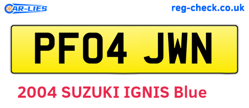 PF04JWN are the vehicle registration plates.
