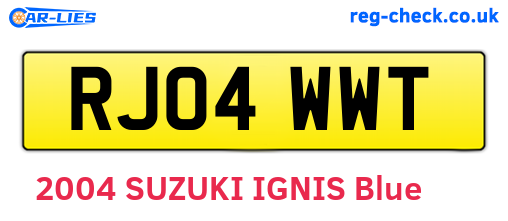 RJ04WWT are the vehicle registration plates.