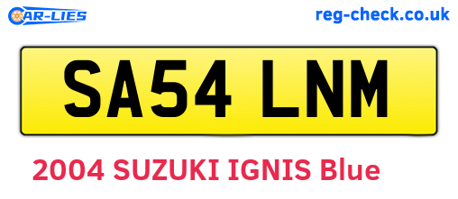 SA54LNM are the vehicle registration plates.