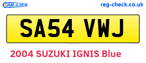 SA54VWJ are the vehicle registration plates.
