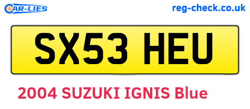 SX53HEU are the vehicle registration plates.