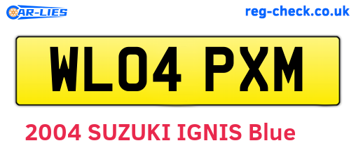 WL04PXM are the vehicle registration plates.