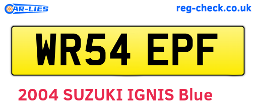 WR54EPF are the vehicle registration plates.
