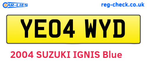 YE04WYD are the vehicle registration plates.