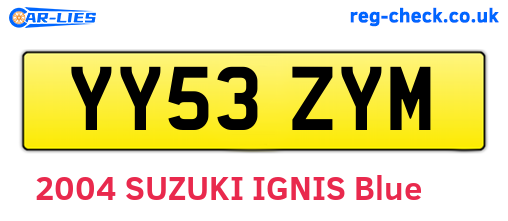 YY53ZYM are the vehicle registration plates.