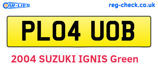 PL04UOB are the vehicle registration plates.