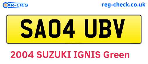 SA04UBV are the vehicle registration plates.