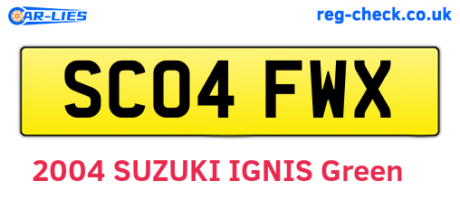 SC04FWX are the vehicle registration plates.