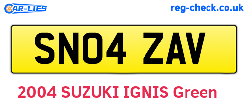 SN04ZAV are the vehicle registration plates.