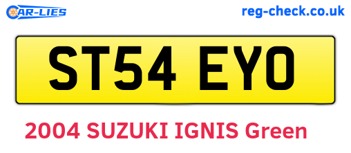 ST54EYO are the vehicle registration plates.